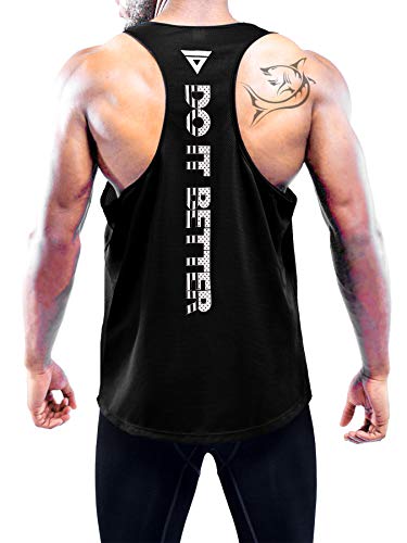 1er Pack Herren Tank Top, Ärmelloses Sport Tshirts Herren Funktionsshirt Atmungsaktive Muskelshirts Gym Tanktop Schnelltrocknendes Fitness Bodybuilding Shirt für Laufen Training Black-2XL von Boyzn