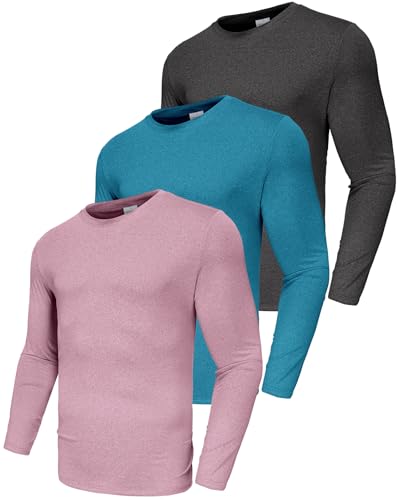 3er Pack Langarmshirt für Herren, UPF 50+ UV Schutz Funktionsshirt Herren Langarm Laufshirt, Longsleeve Herren Fitnessshirt Sport Shirt Gym Running Top Outdoor Workout Sport Oberteil für Männer 3P05-M von Boyzn