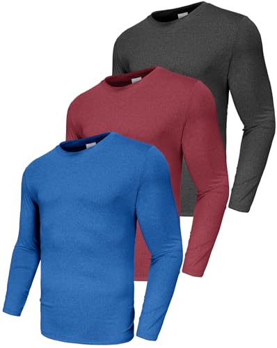 3er Pack Longsleeve Herren, Funktionsshirt Herren Langarm T-Shirt Schnelltrocknend Atmungsaktiv Sport Shirt Männer Laufshirt Fitness Gym Shirt Trainingsshirt Sportbekleidung für Herren 3P03-2XL von Boyzn