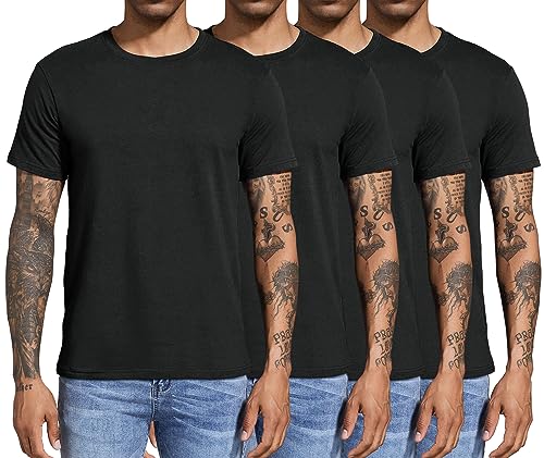 Boyzn 4er Pack T-Shirts für Herren Basic aus Baumwolle, Lässige leichte Sommer Kurzarm Casual Top, Herren T-Shirts mit Rundhalsausschnitt 4Black-4P03-L von Boyzn