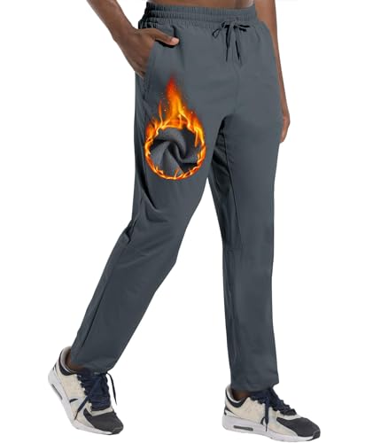 Boyzn Herren Winter Fleece Skihose mit Reißverschlusstaschen Warme Sweatpants Sonnenschutzhose Dark Grey-2XL von Boyzn