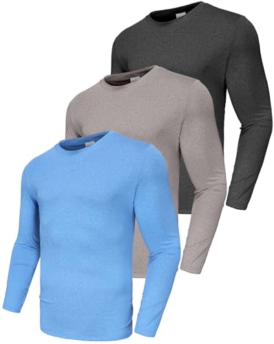 Herren 3er Pack Langarmshirt T-Shirts, UPF 50+ UV Schutz Schnelltrocknend Funktionsshirt Laufshirts, Atmungsaktiv Langarm Sportshirt Gym Running Top Outdoor Workout Fitness Oberteil für Männer 3P04-M von Boyzn