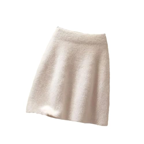 Damen Strickrock für Herbst und Winter, kurz, einfarbig, hohe Taille, Wickelröcke, Skinny, Swing, Mini-A-Linien-Rock, weiß, L Damen Strickrock für Herbst und Winter, kurz, einfarbig, hohe Taille, Wickelröcke, Skinny, Swing, Mini-A-Linien-Rock, weiß, L von Bqxxdeo