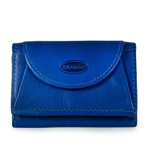 Branco 105, Kleine Geldbörse / Mini Portemonnaie Größe XS aus Leder, für Damen und Herren, Azur-Blau von Branco