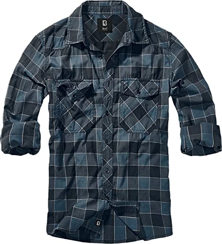 Brandit Checkshirt Männer Langarmhemd blau/grau/schwarz S 100% Baumwolle Basics von Brandit