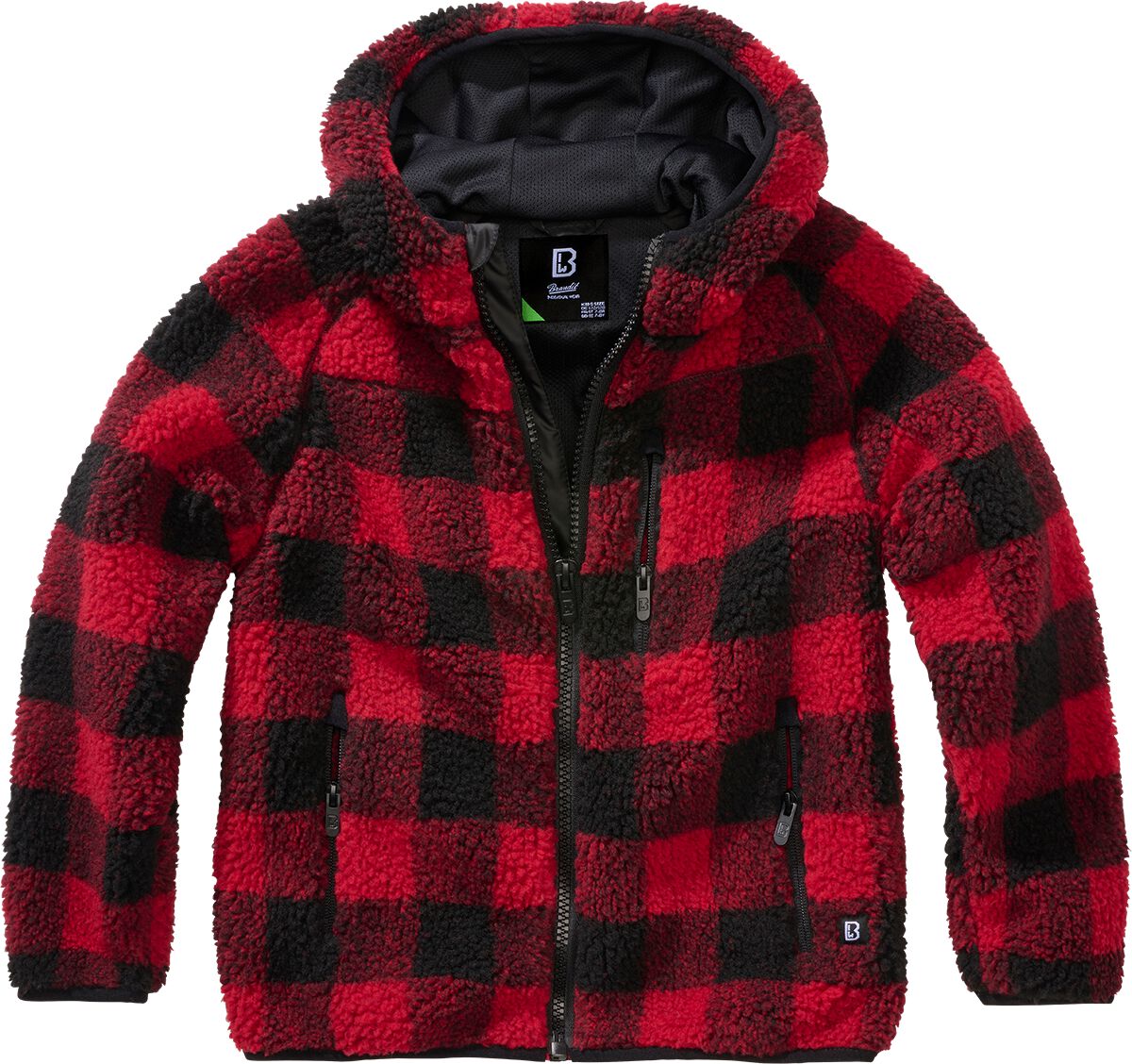 Brandit Jacke - Kids Teddyfleecejacket - 170/176 - für Mädchen & Jungen - Größe 170/176 - rot/schwarz von Brandit