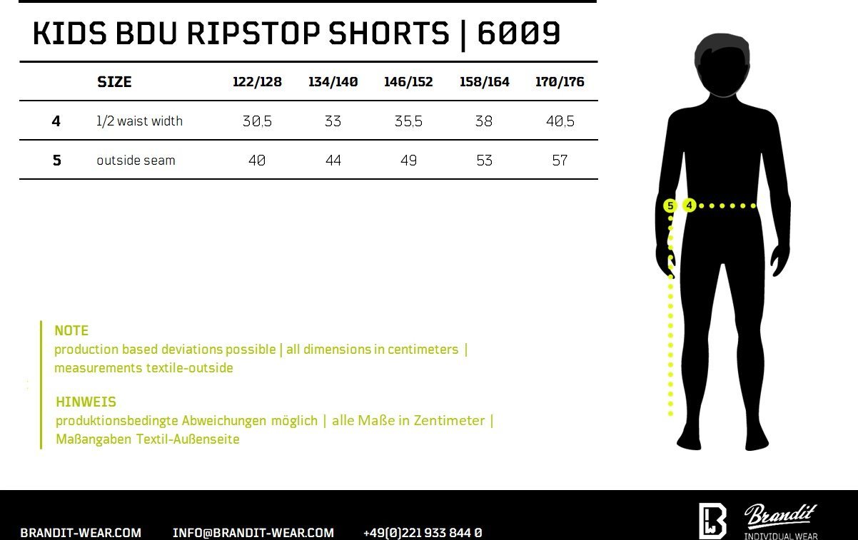 Brandit Jerseyhose Kids Bdu Ripstop Shorts von Brandit