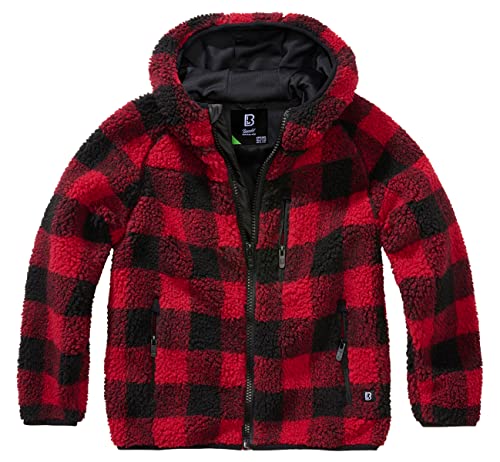 Brandit Kids Teddyfleecejacket, Hood red/black Gr. 134/140 von Brandit