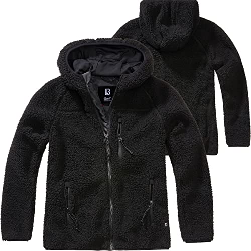 Brandit TEDDYFLEECE JACKE MIT KAPUZE DAMEN WINTERJACKE JAGD OUTDOOR FLEECEJACKE, Größe:XXL, Farbe:Schwarz von Brandit