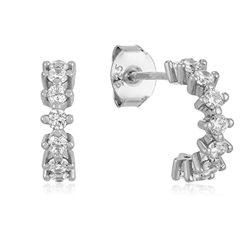 Brandlinger ® Damen Ohrringe Silber 925. Kleine funkelnde Creolen mit Zirkoniasteinen bunt. Schmuck Damen vergoldet mit 18 Karat (Silber und Gold) für Frauen und Mädchen. Ø Huggies vergoldet: 12mm. von Brandlinger