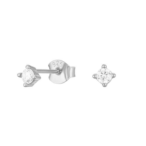 Brandlinger ® Ohrstecker Silber 925 mit Stein weiß. Schmuck Damen vergoldet mit 18 Karat (Silber und Gold) für Frauen und Mädchen. Größe des funkelnden Zirkonia Stein weiß: 3mm. von Brandlinger