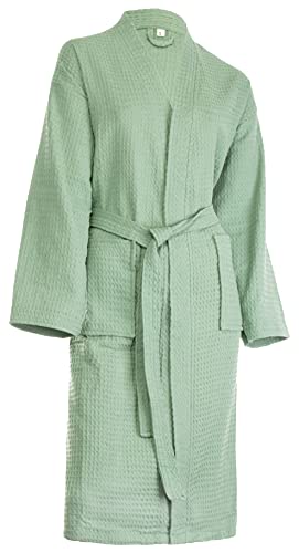 Brandsseller Unisex Bademantel aus Baumwolle M – Leichter Morgenmantel aus Waffel-Piqué für Damen & Herren – Saunamantel/Hausmantel für Wellness & Zuhause - Grün Brandsseller Unisex Bademantel aus Baumwolle M – Leichter Morgenmantel aus Waffel-Piqué für Damen & Herren – Saunamantel/Hausmantel für Wellness & Zuhause - Grün von Brandsseller