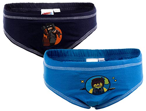 Brandsseller Jungen 2er Set Unterhosen 100% Baumwolle Slips mit Motiven im Stil von Play Movie 122/128 - Blau/Navy von Brandsseller