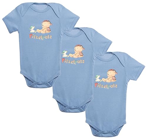 Brandsseller Jungen Baby Body Set 100% Baumwolle Kurzarm (Uni Blau, 86/92 3er set) von Brandsseller