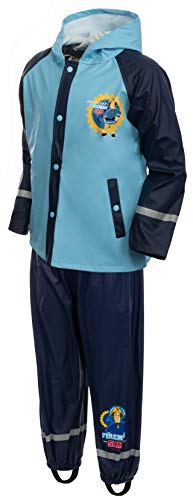 Brandsseller Jungen Kinder Regen Set Jungen Regenjacke und Regenhose mit Motiven im Stil von Feuerwehrmann Sam 122-128 von Brandsseller