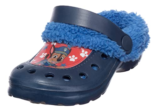 Brandsseller Kinder Clogs Winter Hauschuhe Gartenschuhe Leicht | Warm | Gefüttert | mit Motiven im Stil von Paw Patrol Dunkelblau/Blau 25/26 von Brandsseller