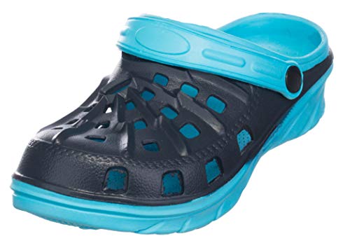 Brandsseller Kinder Hausschuh Clog Pantolette Badeschuh Gartenschuh - Navy/Türkis 26 von Brandsseller