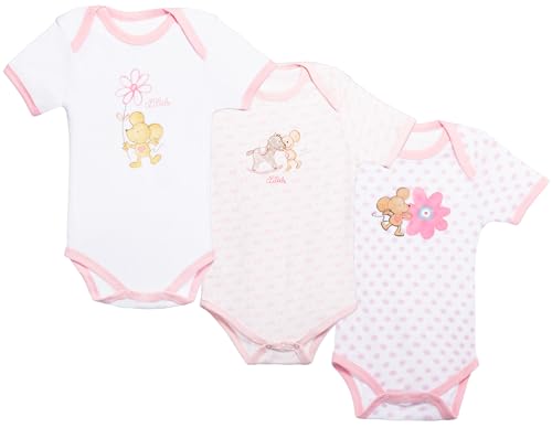 Brandsseller Mädchen Baby Body 3er Set 100% Baumwolle Rosa Kurzarm 62/68 von Brandsseller