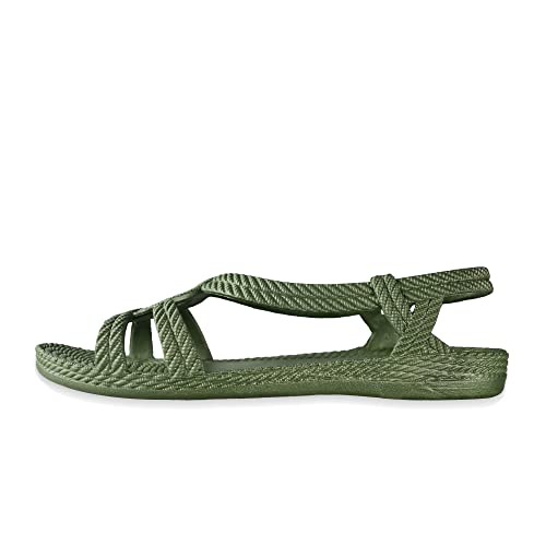 Brasileras Damen, Kinder Mädchen Zehensandalen rutschfester bequem schuhe für strand/schwimmbad/stadt grünes militär 40 EU von Brasileras