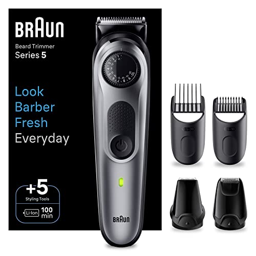 Braun Barttrimmer Series 5 BT5440, Haarschneider für Männer mit Styling-Werkzeugen, 100 Minuten Akkulaufzeit von Braun