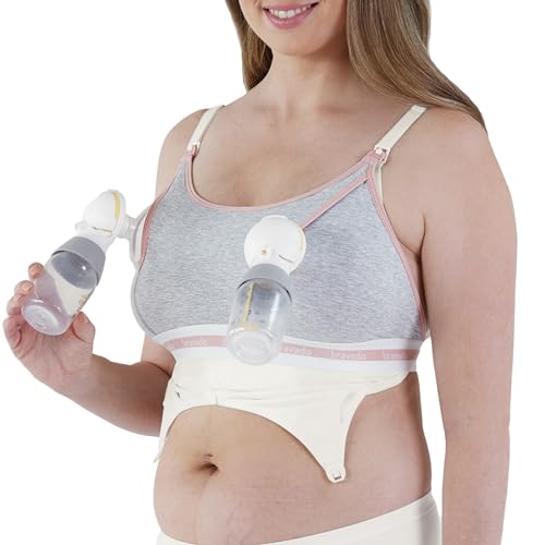 Medela Still-BH Clip und Pump Einsatz, für freihändiges Abpumpen, Gr. M, Hellgrau-rosa von Bravado Designs