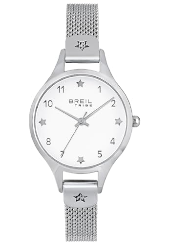 Breil Damen Armbanduhr Upbeat in der Farbe Silber/Weiß mit Edelstahlarmband, Gehäusedurchmesser: 30 mm, EW0522 von Breil