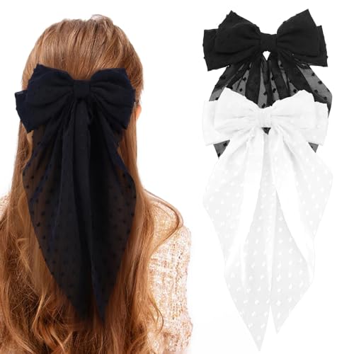 2 Stück Schleife Haare Hair Bow Mädchen Langer Schwanz Hair Bow Französisches Band Hair Bow Schleife Haare Haarschleife Damen Haarschleife Haarspangen Bow Hair Clip Für Damen Hair Deko Accessories von Bremorou