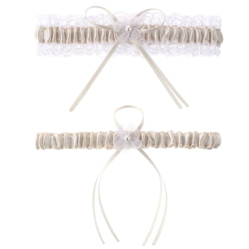 2 Stück Strumpfband Hochzeit Strumpfband für Hochzeit mit Schleife Brautstrumpfband Hochzeitsstrumpfband Strumpfband Handgefertigte Abschlussball Damen Spitze Strumpfband Gürtel Für Braut Bräute von Bremorou