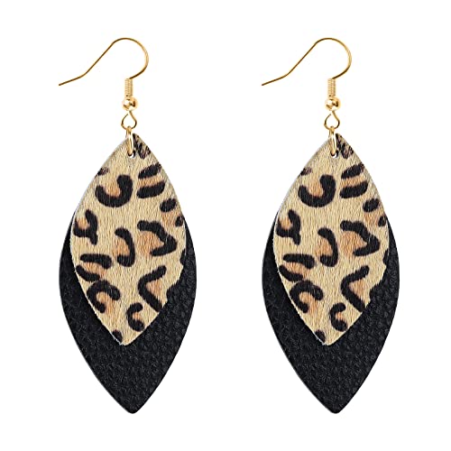 Leo Print Ohrringe Animal Print Ohrringe Leopardenmuster Ohrringe Boho Vintage Leopard Leo Handgefertigte Ohrringe Leder Hängende Ohrringe Drucken Frauen Ohrringe Baumeln Ohrschmuck Damen von Bremorou