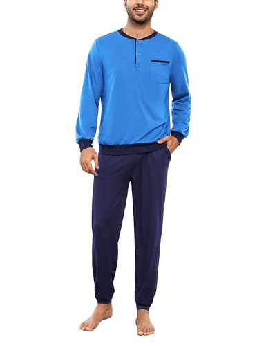 Bresdk Schlafanzug Herren Lang Warm 2-teilige Nachtwäsche Winter Pyjama Set mit Taschen Himmelblau Blau L Bresdk Schlafanzug Herren Lang Warm 2-teilige Nachtwäsche Winter Pyjama Set mit Taschen Himmelblau Blau L von Bresdk