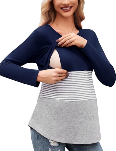Bresdk Stillshirt Langarm Stilltop T Shirts zum Stillen Umstandstop Nursing Top für Schwangere Blau L Bresdk Stillshirt Langarm Stilltop T Shirts zum Stillen Umstandstop Nursing Top für Schwangere Blau L von Bresdk