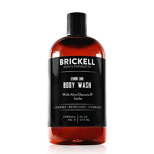 Brickell Men's Belebendes Duschgel für Männer, natürliches und organisches Tiefenreinigungs-Duschgel mit Aloe, Glycerin und Jojoba, sulfatfrei (Zitronenlimette, 473 ml) von Brickell Men's Products