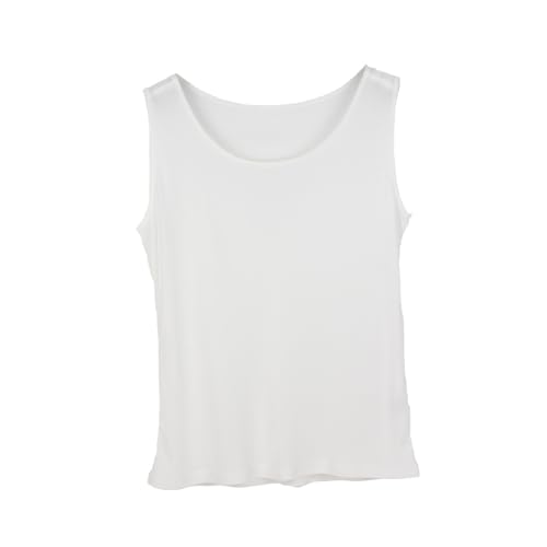 BrightGlow Top Damen Tank Top aus Seide ärmelloses T-Shirts Bequeme Unterhemden Elegantes Unterwäsche Frauen Seidentop Ärmellos mit Rundhals Sexy Seide Unterhemd Top Damen-Tanktop Weiß 2XL BrightGlow Top Damen Tank Top aus Seide ärmelloses T-Shirts Bequeme Unterhemden Elegantes Unterwäsche Frauen Seidentop Ärmellos mit Rundhals Sexy Seide Unterhemd Top Damen-Tanktop Weiß 2XL von BrightGlow