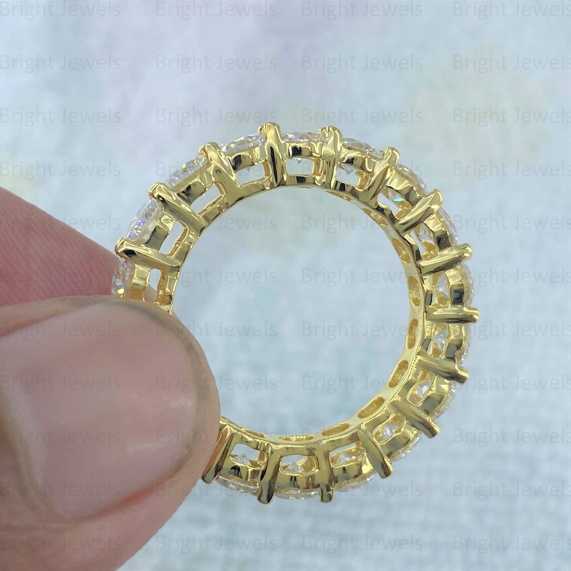 Moissanite Ehering Ring/3mm Rundschliff Full Eternity Band Verlobungsring 14 Karat Gelbgold Plattiert von BrightjewelsCo