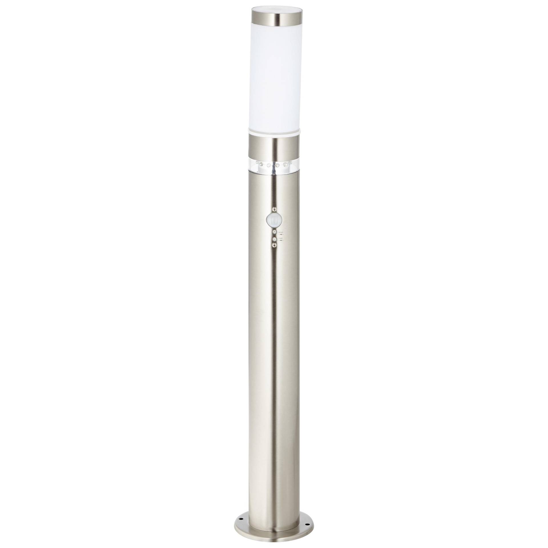 Brilliant Außen-Stehlampe "BOLE", 78 cm Höhe, Ø 8 cm, Bewegungsmelder, E27, Metall/Kunststoff, edelstahl von Brilliant