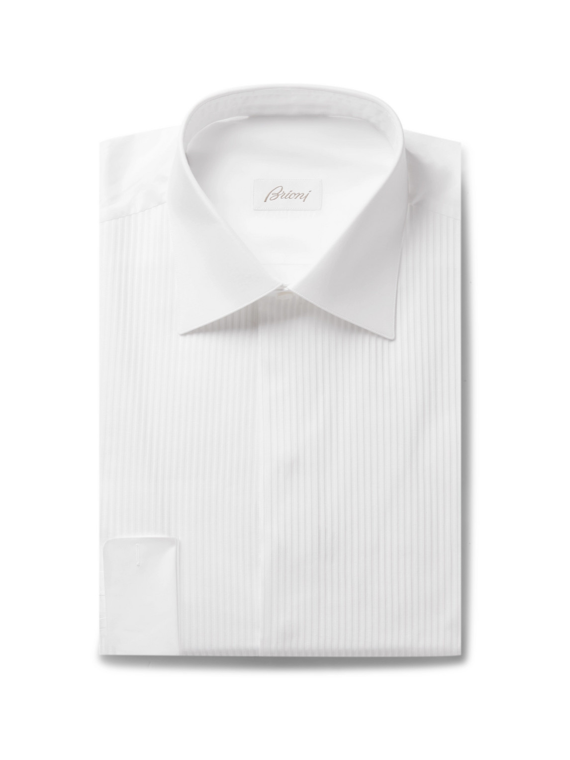 Brioni - White Slim-Fit Bib-Front Double-Cuff Cotton-Voile Shirt - Men - White - EU 44 von Brioni