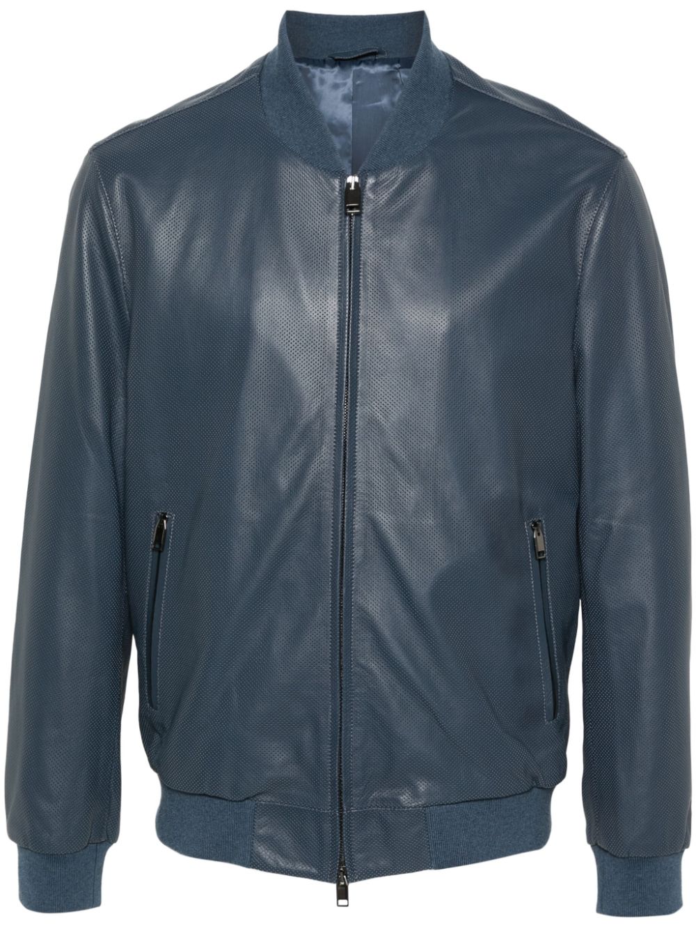 Brioni Perforierte Bomberjacke aus Leder - Blau von Brioni