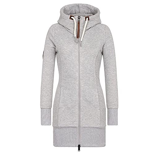 Briskorry Sweatjacke Damen Lang Longjacke Kapuzenjacke Mantel Long Frauen Mantel Reißverschluss Atmungsaktiv Pulloverjacke Dünn Laufjacke Sportjacke Lange Lose Sweatshirt Kapuzenpullover von Briskorry