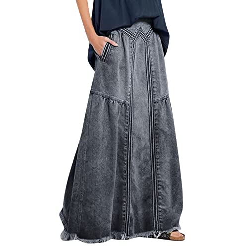 Langer Rock Damen Sommer Lose Jeansrock Einfach Maxirock Casual Jeans Skirt mit Taschen A-Linie Sommerkleid Bequeme Freizeitrock Weiches Strandrock Elegant Wickelrock Leicht Mode Strandkleider Langer Rock Damen Sommer Lose Jeansrock Einfach Maxirock Casual Jeans Skirt mit Taschen A-Linie Sommerkleid Bequeme Freizeitrock Weiches Strandrock Elegant Wickelrock Leicht Mode Strandkleider von Briskorry