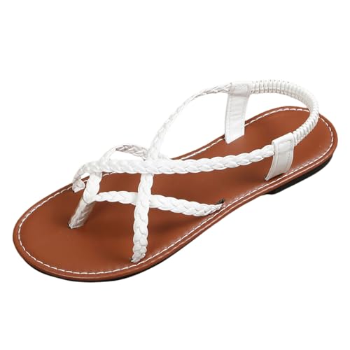 Sandalen Damen Sommer Elegant - Flach Rutschfest Sandalen - Gummiband Slingback Flache Sandalen,Peep Toe Sandaletten,Mode Strandschuhe,Comfort Damensandalen,Klassische Casual Sommersandalen von Briskorry