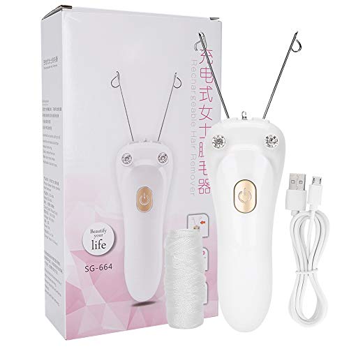 Elektrischer Gewinde Epilator, Haarentferner für das Gesicht, Damen Gesichts Haar Entferner, USB Lade Epilierer für Baumwollfäden (Host + Baumwollfaden + USB Kabel)(Gold) von Brrnoo