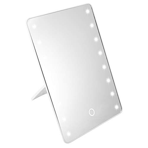 Touchscreen-Schminkspiegel, 16 LEDs, Dimmbar, Tischleuchte, Beleuchteter Kosmetikspiegel, Intelligenter HD-Versilberungsspiegel, Make-up-Kosmetik-Arbeitsplatte für Perfektes Touchscreen-Schminkspiegel, 16 LEDs, Dimmbar, Tischleuchte, Beleuchteter Kosmetikspiegel, Intelligenter HD-Versilberungsspiegel, Make-up-Kosmetik-Arbeitsplatte für Perfektes von Brrnoo