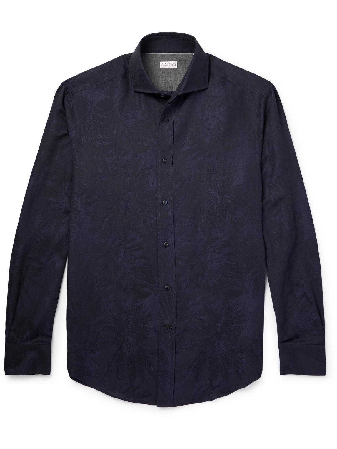 Brunello Cucinelli - Cotton and Linen-Blend Jacquard Shirt - Men - Blue - XL von Brunello Cucinelli
