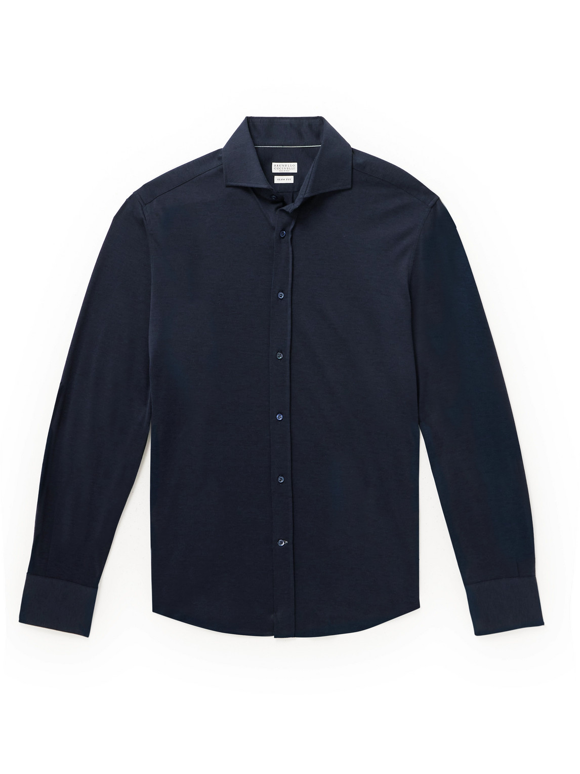 Brunello Cucinelli - Cutaway-Collar Silk and Cotton-Blend Shirt - Men - Blue - XL von Brunello Cucinelli