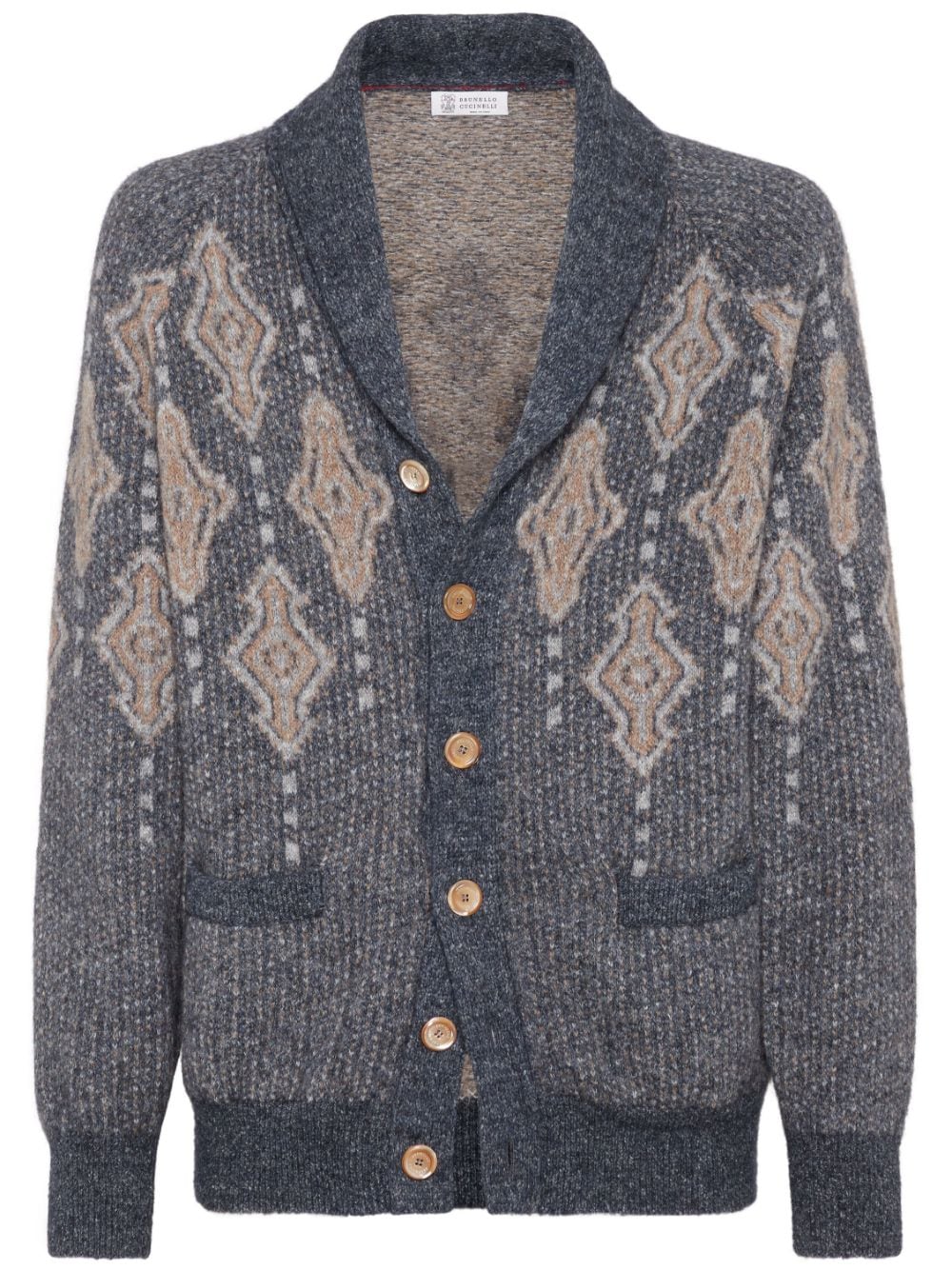 Brunello Cucinelli Gestrickter Intarsien-Cardigan - Blau von Brunello Cucinelli