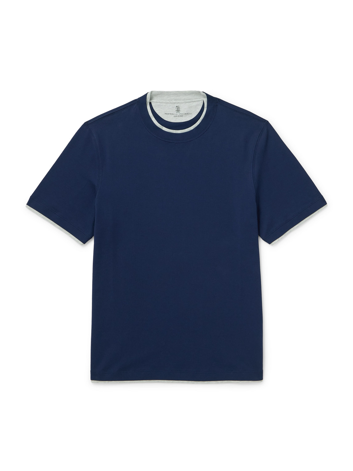 Brunello Cucinelli - Layered Cotton-Jersey T-Shirt - Men - Blue - XXXL von Brunello Cucinelli