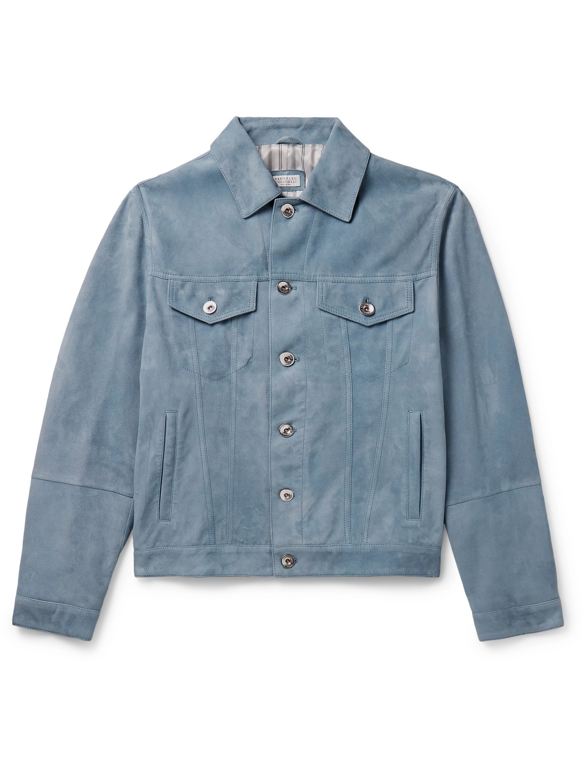 Brunello Cucinelli - Suede Trucker Jacket - Men - Blue - S von Brunello Cucinelli