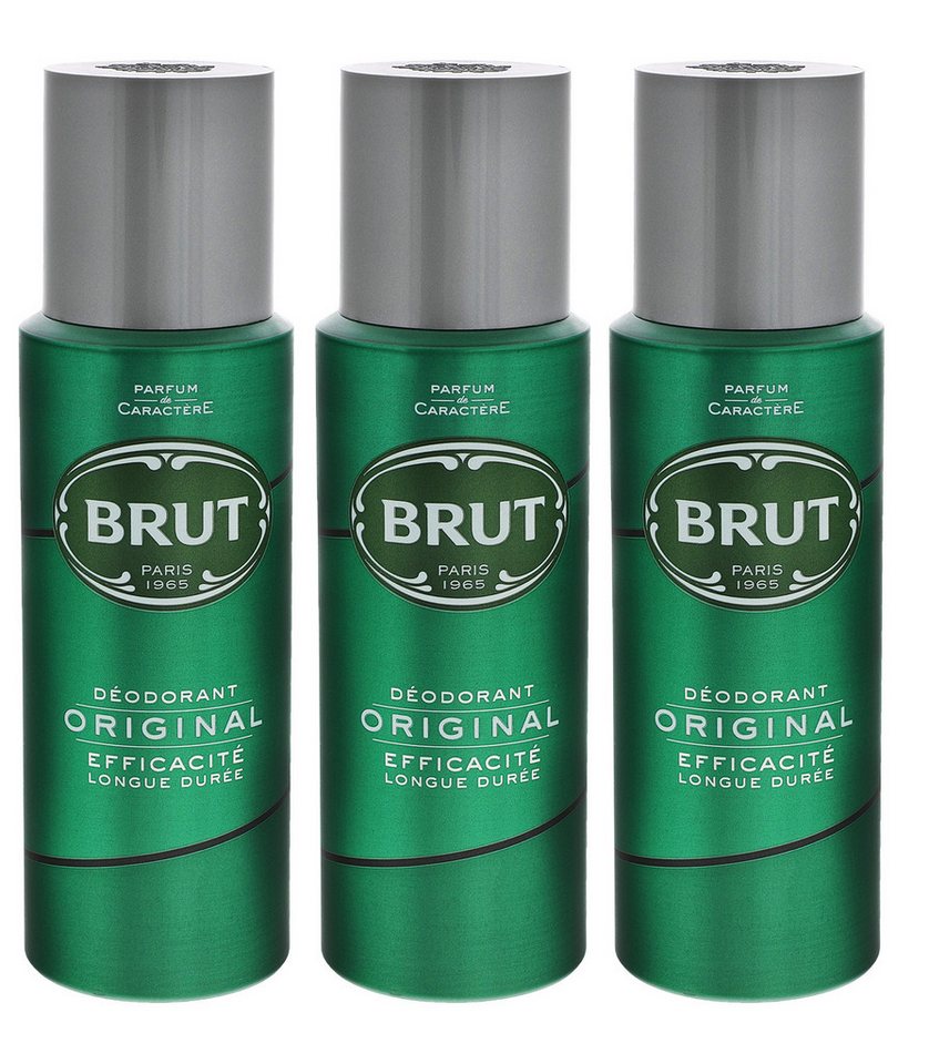 Brut Bodyspray 3 x Brut Original Deospray je 200ml pflegt und erfrischt for men von Brut