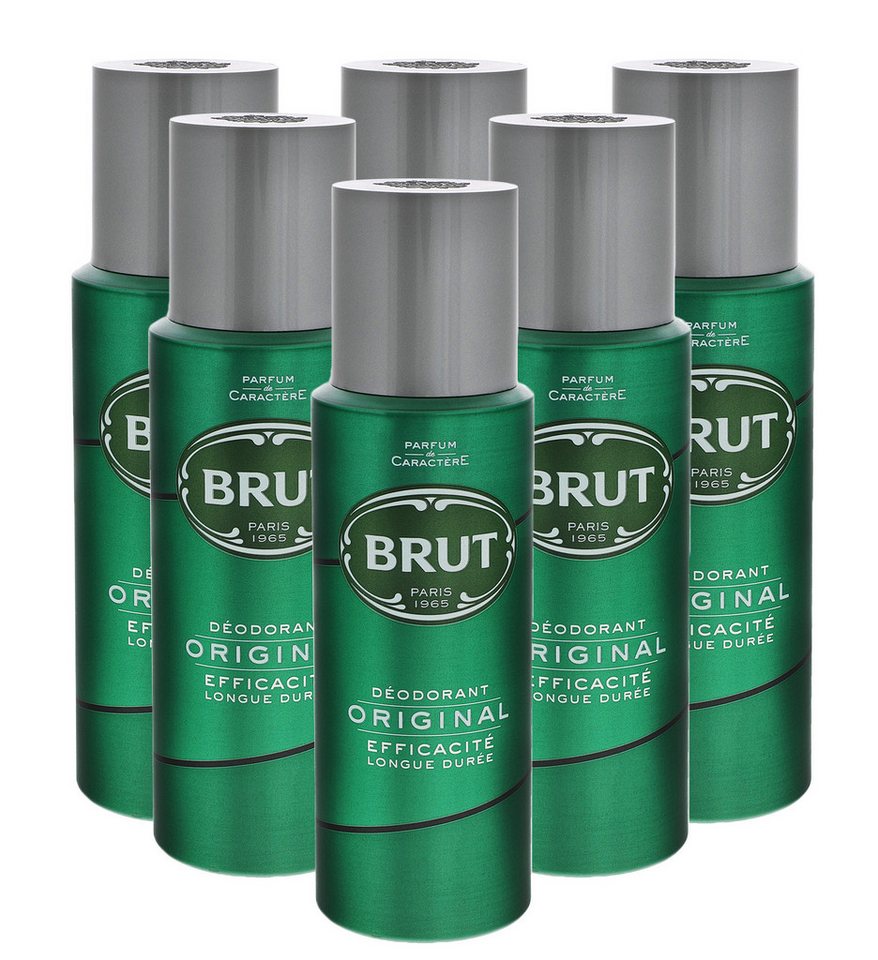 Brut Bodyspray 6 x Brut Original Herren Deodorant je 200ml maskuliner Duft Deo for ma von Brut