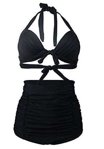 Bslingerie® Sexy Damen Retro Bademode Übergröße Halfter Bikini Set (3XL, Schwarz) von Bslingerie